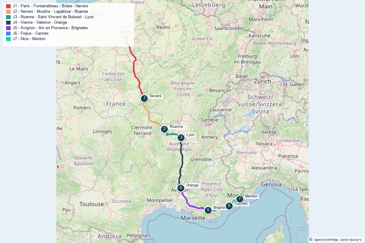 Carte du road trip sur la Route Napoléon